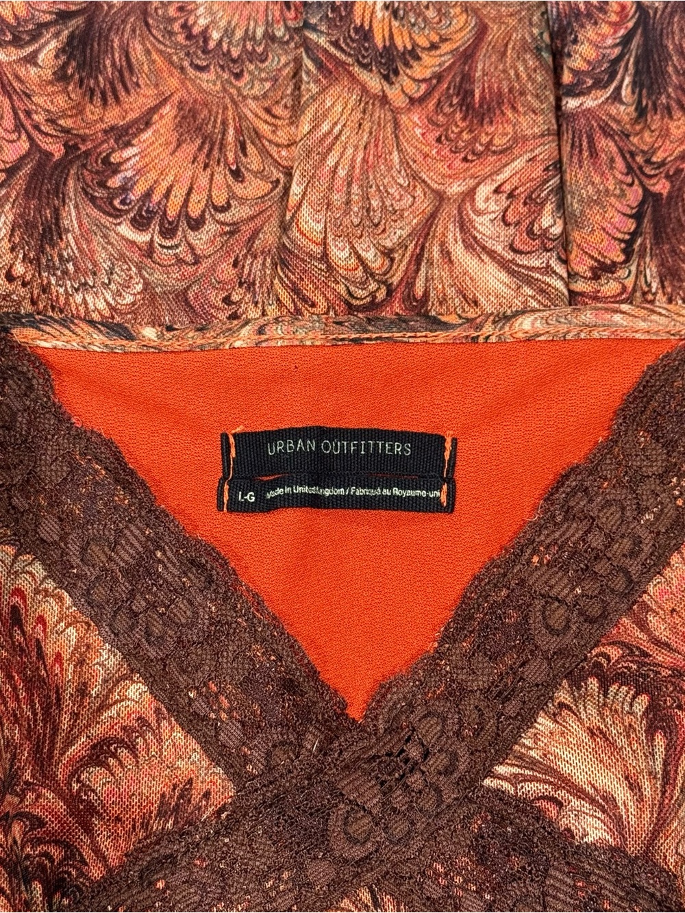 Urban Outfitters Orange Brown Lace Mesh Abstract Swirl Mini Dress - Picture 5 of 5